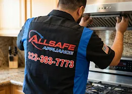 Allsafe Appliance technician servicing a kitchen range hood