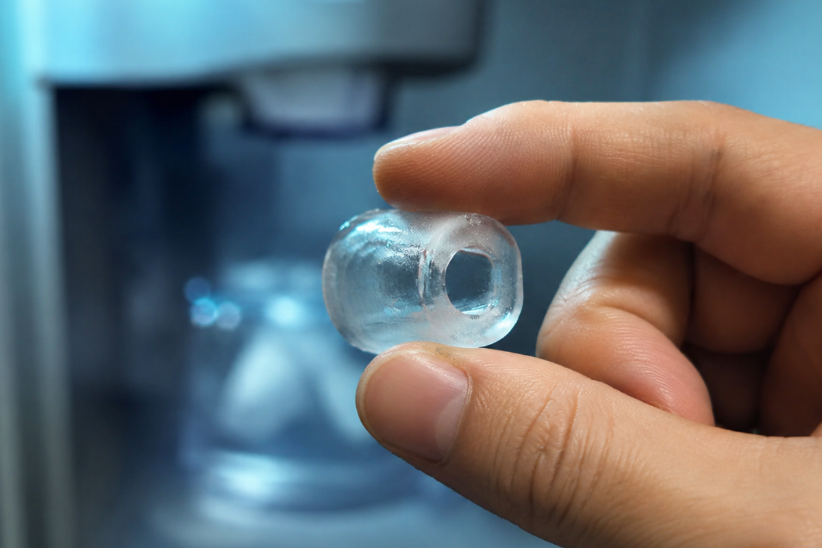 ice maker small or hollow cubes in a freezer tray
